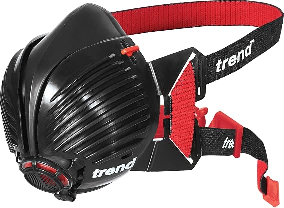 Trend Air Stealth Dust Mask, Half Mask with Replaceable Twin HEPAC Filters for Woodworking, Building & Construction Work, Medium/Large, STEALTH/ML