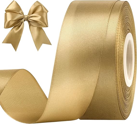 Champagne Gold Satin Ribbon, 1-1/2 Inches, 50 Yards