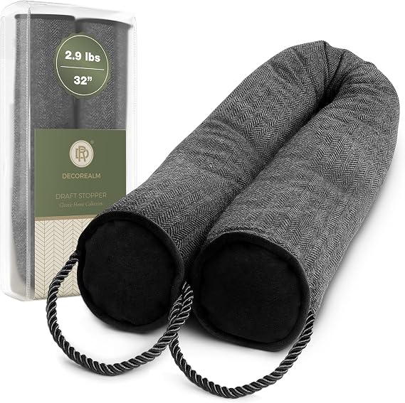 Heavy Duty Under Door Draft Stopper and Noise Blocker, Sound Proof Under Door Draft Guard for Doors and Windows, Provides Air Insulation and Weather Stripping for Doors (Black, 32 Inches)