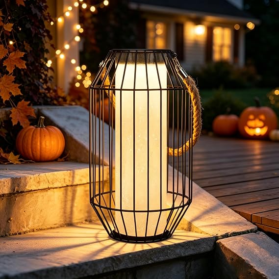 13.5" Large Decorative Metal Solar Outdoor Waterproof Lantern for Patio