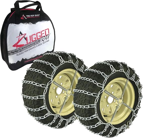 The ROP Shop 2 Link Tire Chain & Tensioners Pair for John Deere Tractor with 24x12x10 Tires