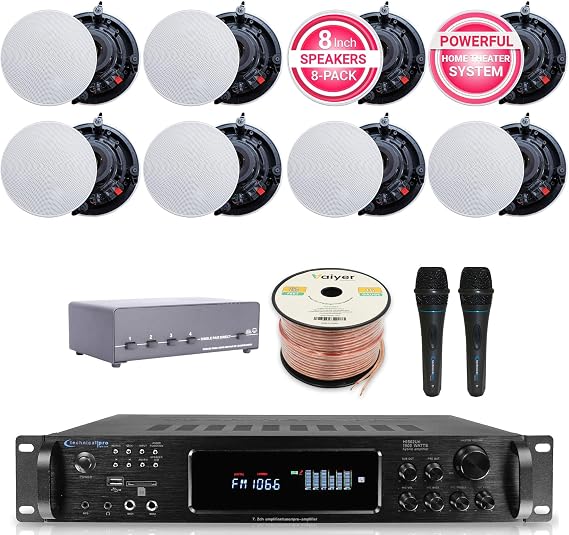 Vaiyer Sound System Kit - 7.2 Channel 1500 Watts Bluetooth Amplifier