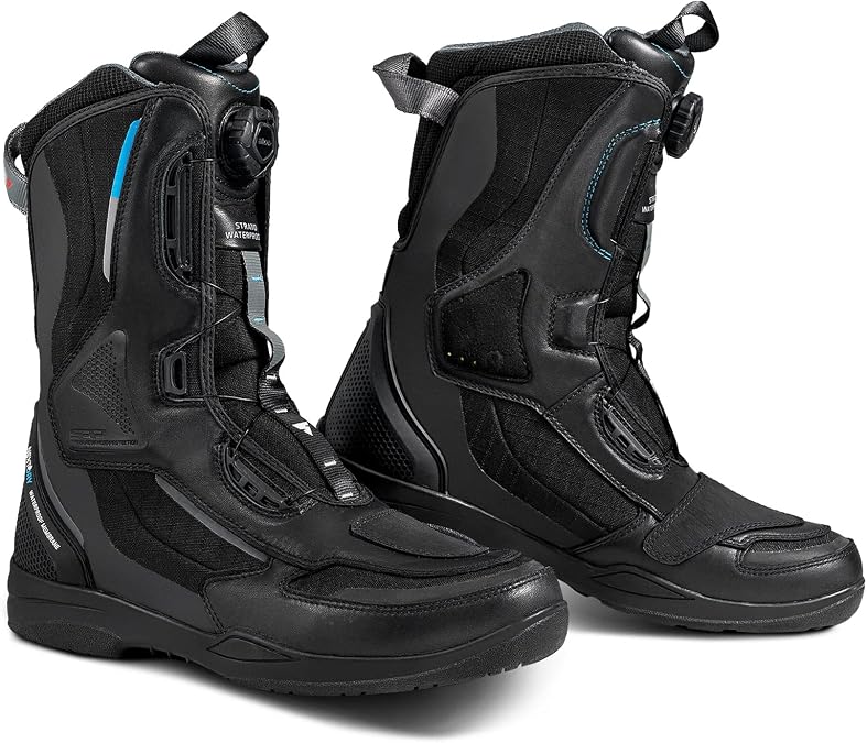 SHIMA STRATO MEN WP - Waterproof Motorcycle Boots for Men, Reinforced Lightweight Long Biker Riding Boots with ATOP Fast-Closure System, Ankle Protection, Non-slip Sole