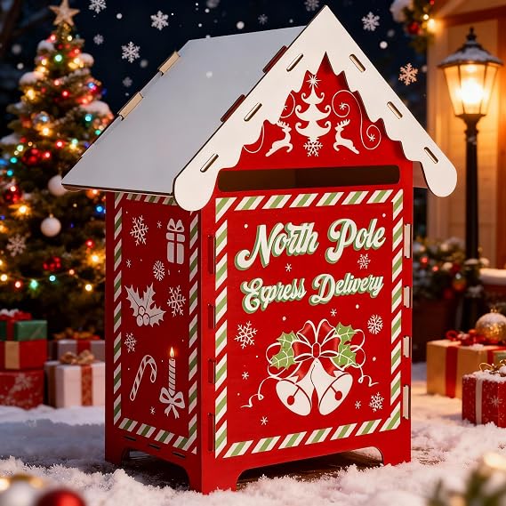13.8x9x7'' Christmas Mailbox Letter to Santa North Pole, Candy