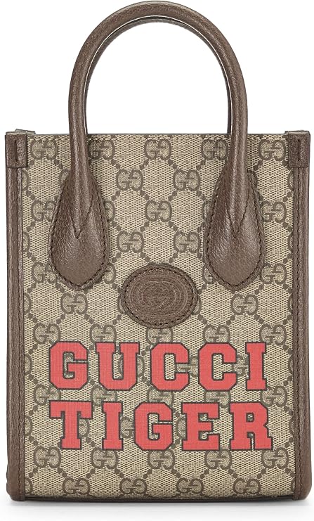 Pre-loved Brown GG Supreme Canvas Tiger Tote Mini, Brown