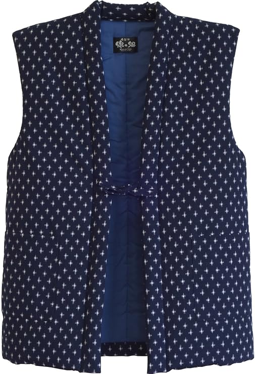 No-Sleeves Hanten (Cotton Jacket Made in Japan Kimono-Style) Asian Size
