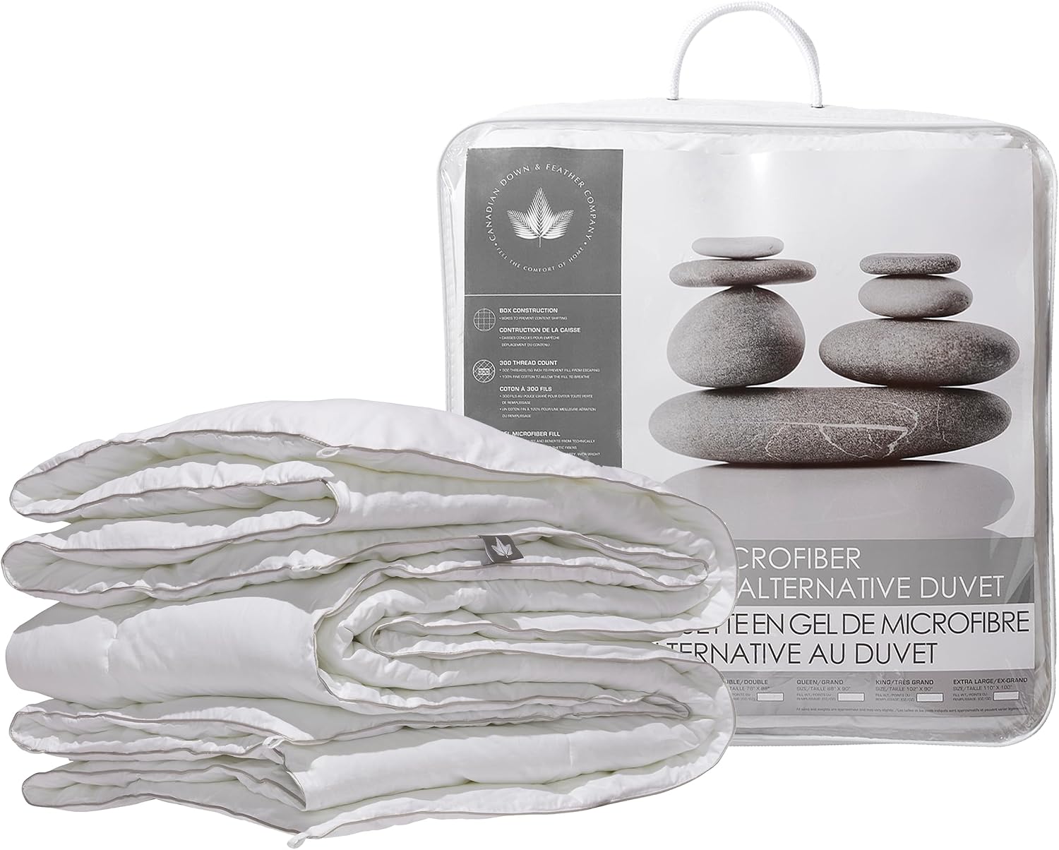 Canadian Down & Feather Co. - All Season Gel Microfiber Down Alternative Duvet Queen Size - Machine Washable - 300 TC Shell 100% Cotton - Oeko TEX Certified