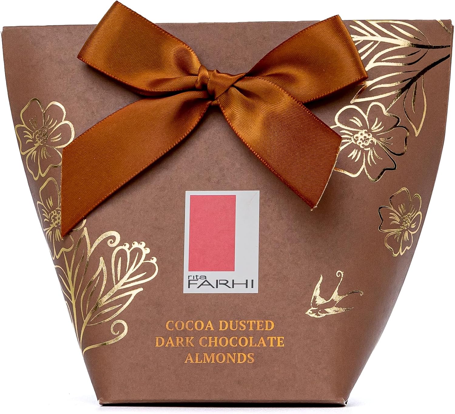 Rita Farhi Cocoa Dusted Dark Chocolate Coated Almonds in Gift Box with Bow, 130g