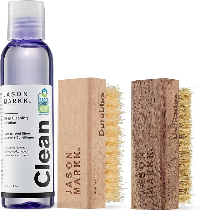 Jason Markk Essential Kit & Delicates Shoe Cleaning Brush Bundle, 3-Piece Shoe and Sneaker Cleaner Set, Deep Cleaning and Extra Gentle, Safe for Leather, Suede, Nubuck, Cotton, Knits