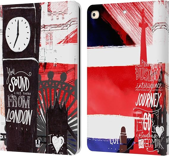 Head Case Designs Silhouttes I Love London Leather Wallet Case Compatible with Apple iPad 9.7 2017 / iPad 9.7 2018