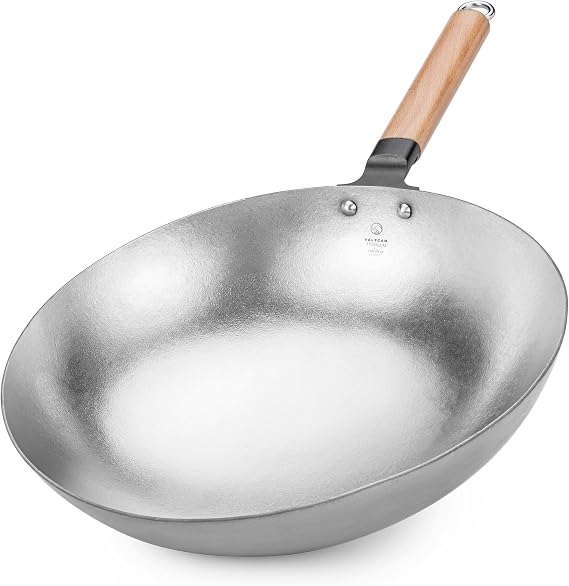 Valtcan T35 Titanium Wok Pan 14" Grade 1 Pure Titanium, 2.0mm Solid (Not Coated), PFAS-Free, No PTFE, No Chemical Coatings, 3 lbs Ultralight, Non-Stick Without Chemicals, Metal Utensil Safe