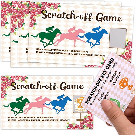 Fancy Land 52 Pcs Horse Racing Scratch Off Cards Horse Racing Game Party Kentucky Party Supplies Derby Favors