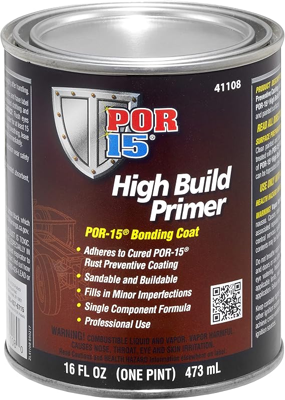 POR-15 High Build Primer, Sand able Bonding Coat, Fills in Minor Imperfections, 16 Fluid Ounces