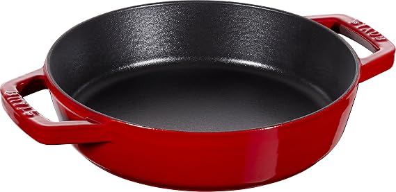 Staub 40511-661 Double-Handed Frying Pan, Cherry 7.9 inches 20 cm, Skillet, Two-Handed, Casting, Enamelled, Induction Compatible, Double Handle Frying Pan
