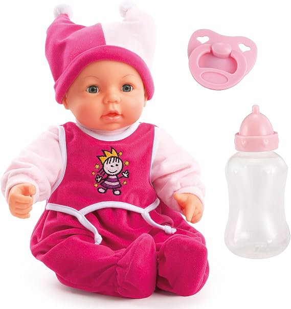 Bayer Hello Baby 46cm Interactive Soft-Bodied Doll with Realistic Sounds | 18 in Life-Like Baby with Sleeping Eyes and Feeding Movements; Includes Pacifier, Bottle, and Matching Pink Romper Set