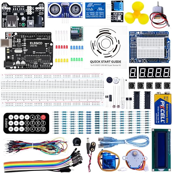 ELEGOO UNO R3 Project Super Starter Kit with PDF Tutorial for Beginners | Compatible with Arduino, 22+ Hands-on Projects, Upgraded Starter Kits with Power Supply, STEM, DIY Basic Circuit Building