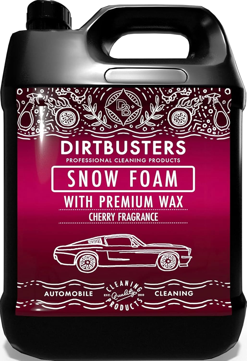 Dirtbusters Snow Foam 5L Car Shampoo And Wax, Powerful Thick Foam Pre Wash Car Cleaner, Suitable For Cleaning Vehicle Exteriors, Cherry