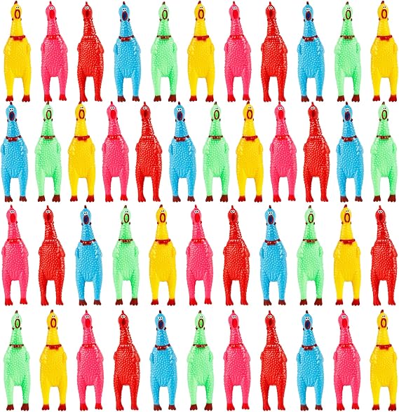 45 Pcs 6.3 Inch Screaming Chickens Toys Multicolor Squeaky Rubber Chicken Colorful Novelty Squeaky Chick Toys for Party Prank Novelty Favors Family Game Pet Toys Noise Maker, 5 Colors