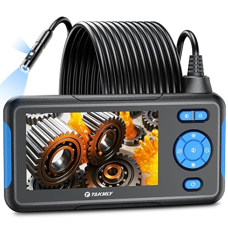 Industrial Endoscope Borescope Inspection Camera with Light, Dual Lens Snake Drain Bore Scople Digital Cameras 1080P, 4.3 Inch LCD Screen, 16.5FT Semi-Rigid Cable