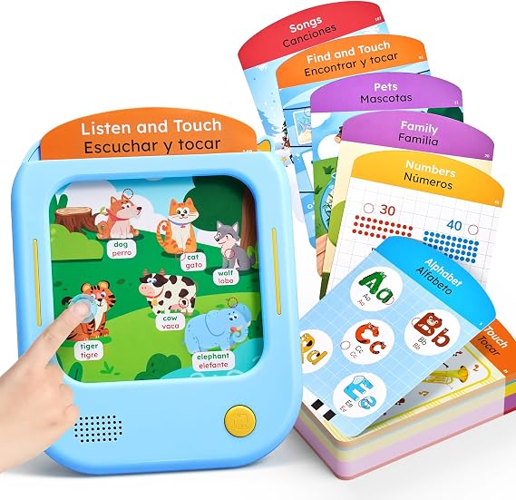 JoyCat Bilingual Kids Learning Tablet, 106 Spanish-English Talking Cards