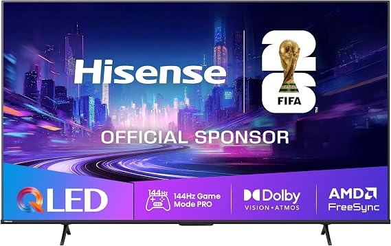 Hisense 55E7Q PRO TV 139 cm (55 Inch) 4K UHD QLED Smart TV 144Hz Game Mode Pro Filmmaker Mode AMD FreeSync Premium AI HDR Upscaler Dolby Vision IQ Dolby Atmos Voice Control (2025) [Energy Class E]