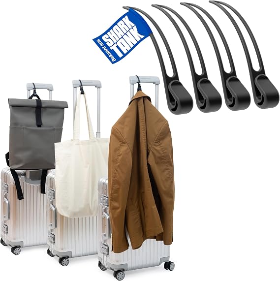 Luggage Hook Travel Hooks for Jacket & Bag (Pack of 4) - The Useful Hooks for Suitcases Hold Travel Accessories up to 10 kg Cool Gifts for Travellers & Flight Attendants Gift Pack of 4 Suitcase