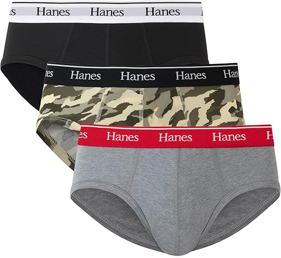 Hanes Men's Originals Stretch Cotton Briefs Pack, Moisture-wicking Underwear for Men, 3-pack