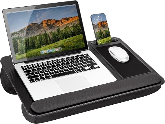 LAPGEAR Home Office Pro Lap Desk - Black Carbon, Fits 15.6 Laptops