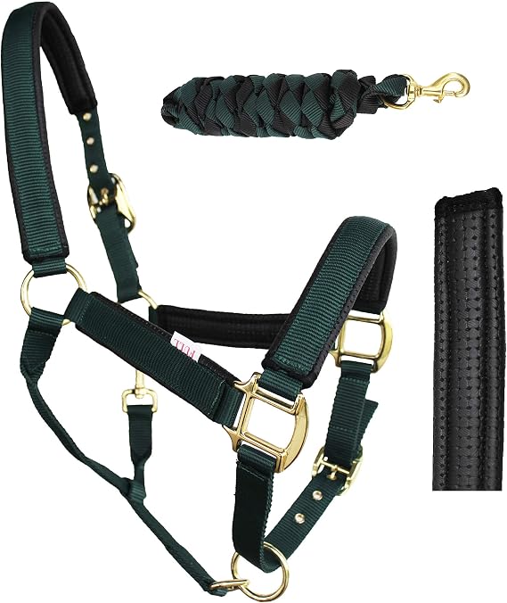 Nylon Horse Neoprene Padded Halter Brass Hardware Horse Tack Equine 606173