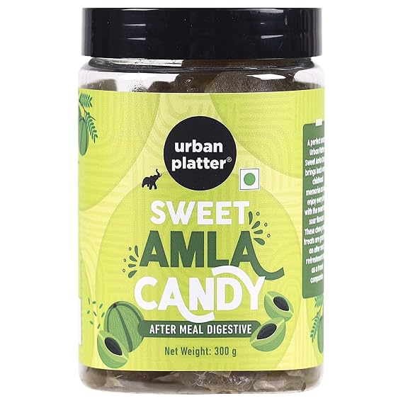 Urban Platter Sweet Amla Candy | After Meal Digestive Treat with Natural Indian Gooseberry | Tangy & Sweet Snack for Travel, Tiffins, Gifting & On the Go Cravings | 10.58 Oz (300g)