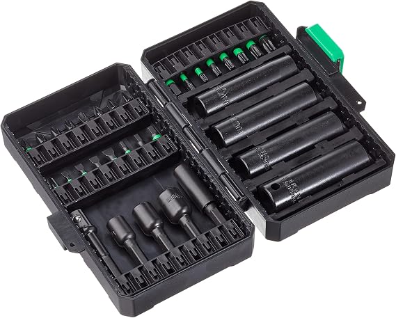 Amazon Basics Impact Driver Bit Set, 33-Piece with S2 Steel, Nut Drivers and Sockets