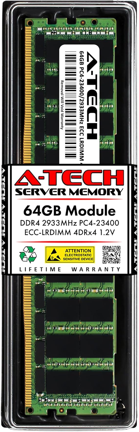 A-Tech 64GB Replacement for HP P00926-B21 - DDR4 2933MHz PC4-23400 ECC Load Reduced LRDIMM 4Rx4 1.2V - Single Server Memory RAM Stick (P00926-B21-ATC)
