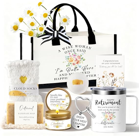 Retirement Gift for Women 2026, Best Retirement Gifts for Women Coworker Teacher, Happy Retired Ideas Gifts for Grandma Nurses Mom Friends Coworkers Farewell Leaving Going Away Gift