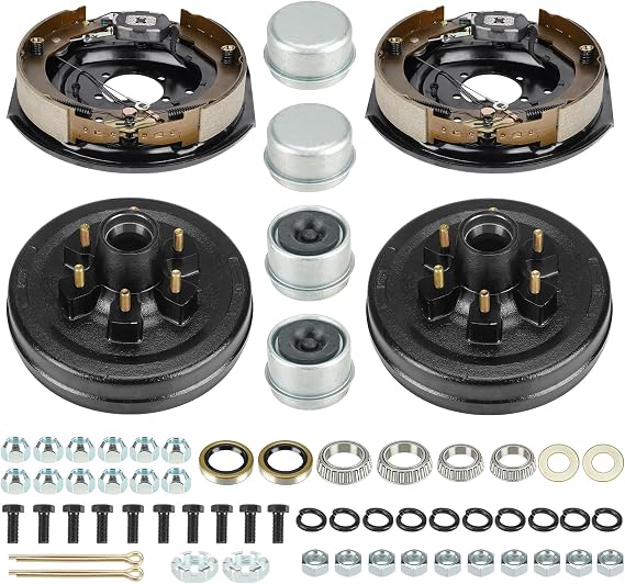 6 on 5.5" Bolt Circle Brake Drum Kits w/ 12" x 2" Electric Brake | Self-Adjusting| Left and Right | Fits for 5,200lbs Trailer Axle
