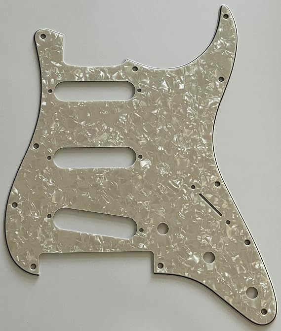 For Fit Fender Strat Floyd Rose Tremolo SSS Guitar Pickguard (4 Ply Ivory White Pearl)