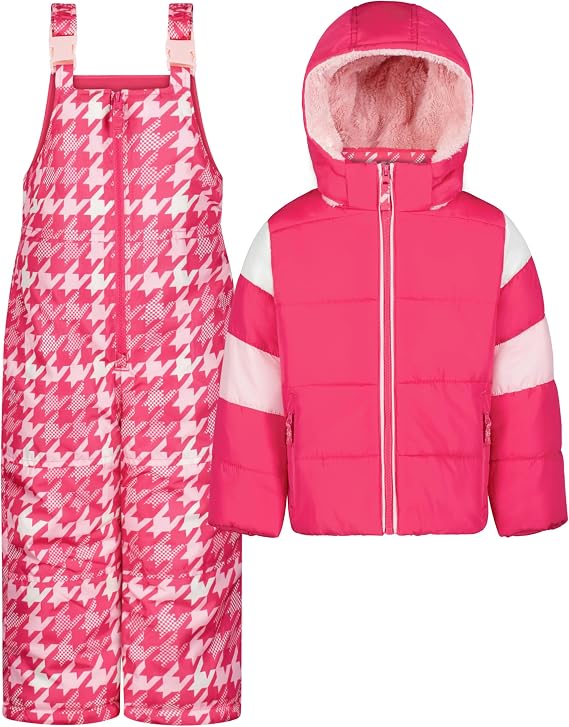 Jessica Simpson Girls' Two-piece Insulated Winter Snowsuit With Hooded Jacket and Ski Bib Overalls