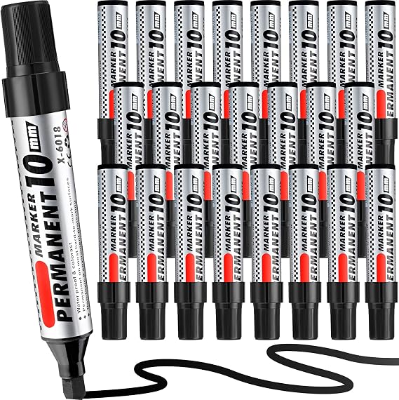Thenshop 24 Pack Jumbo Permanent Markers Bulk,Black | Large Chisel Tip Creating Bold Lines, Quick-drying Waterproof Ink, Ideal During Warehouse Pallet Labeling and Logistics Use