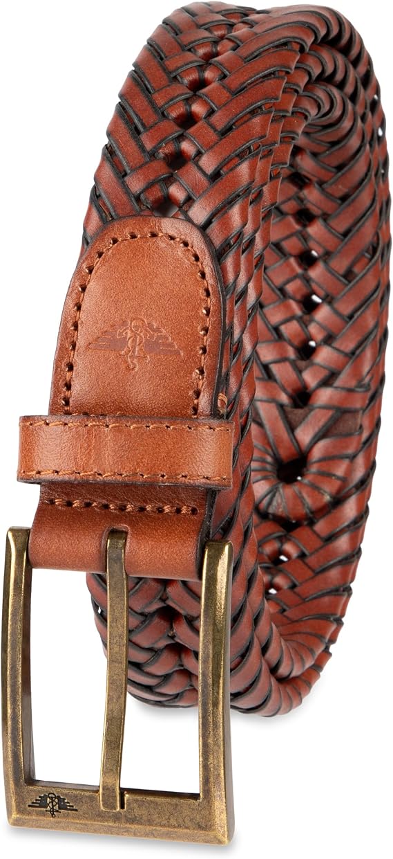 DOCKERS Men's Braided Leather Belt, Fully Adjustable Casual Strap for Everyday Wear