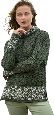 Aran Crafts Ranelagh Jacquard Sweater 100% Merino Wool, Made in Ireland