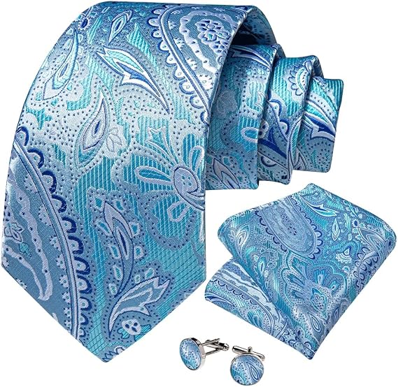Men's Tie Sets Handkerchief Cufflinks Men Neckties Wedding Ties Gifts Accessories Paisley Silk Polyester Neck