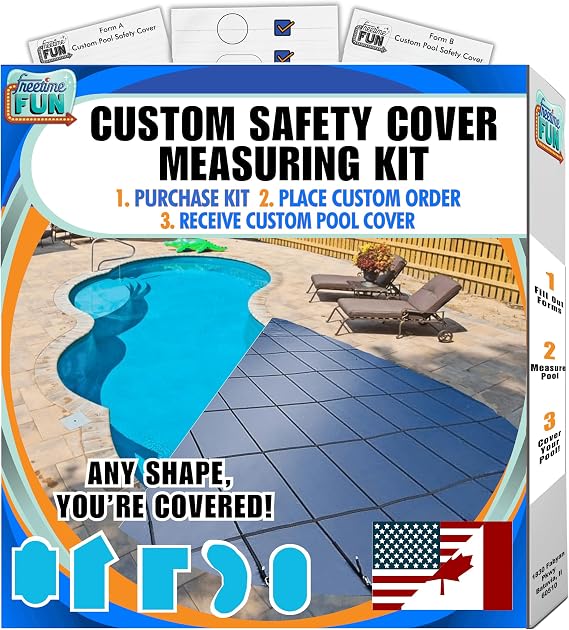 Freetime Fun Custom Pool Safety Covers for Inground Pool. Oval, Grecian, Kidney, Lazy L, Any Shape or Freeform, Custom Safety Pool Cover Measuring Kit - Fill Out Form | Place Order | Install Cover
