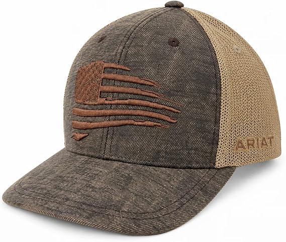 ARIAT Men's Snapback Flex Fit Baseball Cap with Distressed USA Flag