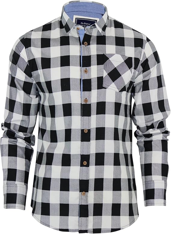 Brave Soul Mens Tartan Checked Designer Detail Cotton Top Shirt