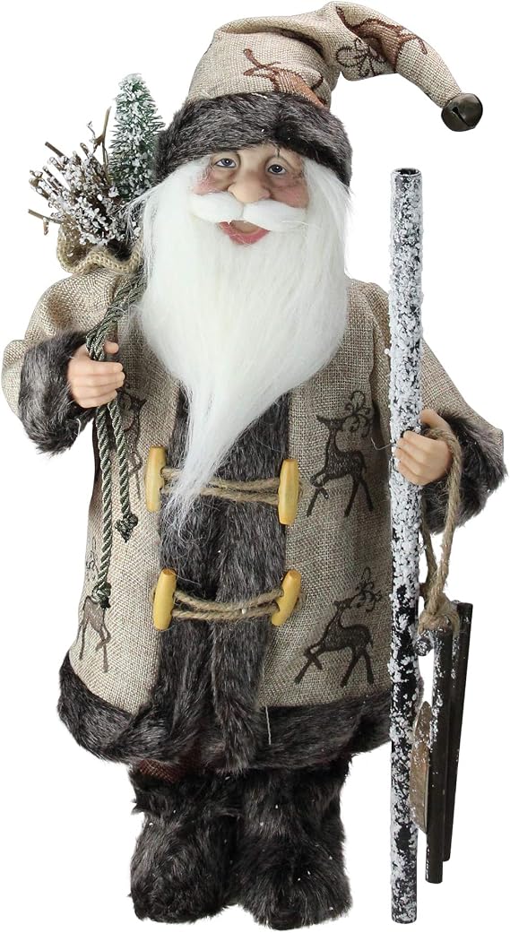 Northlight 16.5" Country Rustic Santa Claus with Wooden Sled and Gifts Christmas Figure