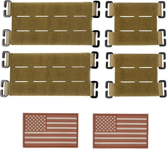 4 pcs Molle Patch Panel with Laser Cutting Loop, Molle Patch Display Holder for Backpack ,6X3 and 3X3 Mini Patch Board Include American Flag Patch