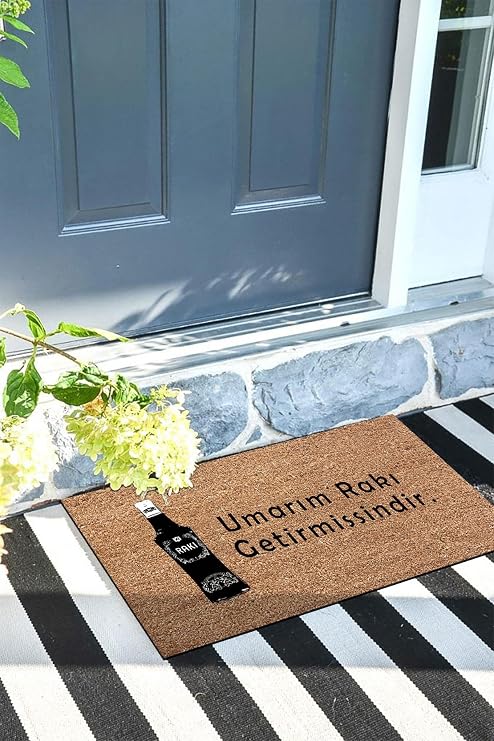 Monnhein Umarım Rakı Kapı Önü Paspası Dekoratif Kapı Paspası Dış Mekân Paspas Ev İçi Paspası 45x70cm