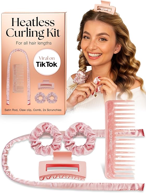 Lily England Heatless Curlers with Satin Headband, Comb & Scrunchies