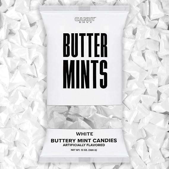 Candy Envy - White Wrapped Buttermints - 13 oz. Bag - 100 Individually Wrapped White Candy Mints