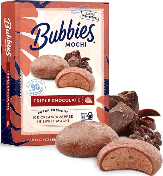 Bubbies Mochi Ice Cream, Triple Chocholate 7.5oz (Pack of 1)