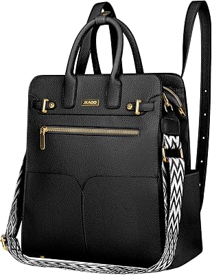 Backpack Purse for Women PU Leather Travel Backpack, 4 in 1 Designer Convertible Backpack Purse with Removable Strap Black